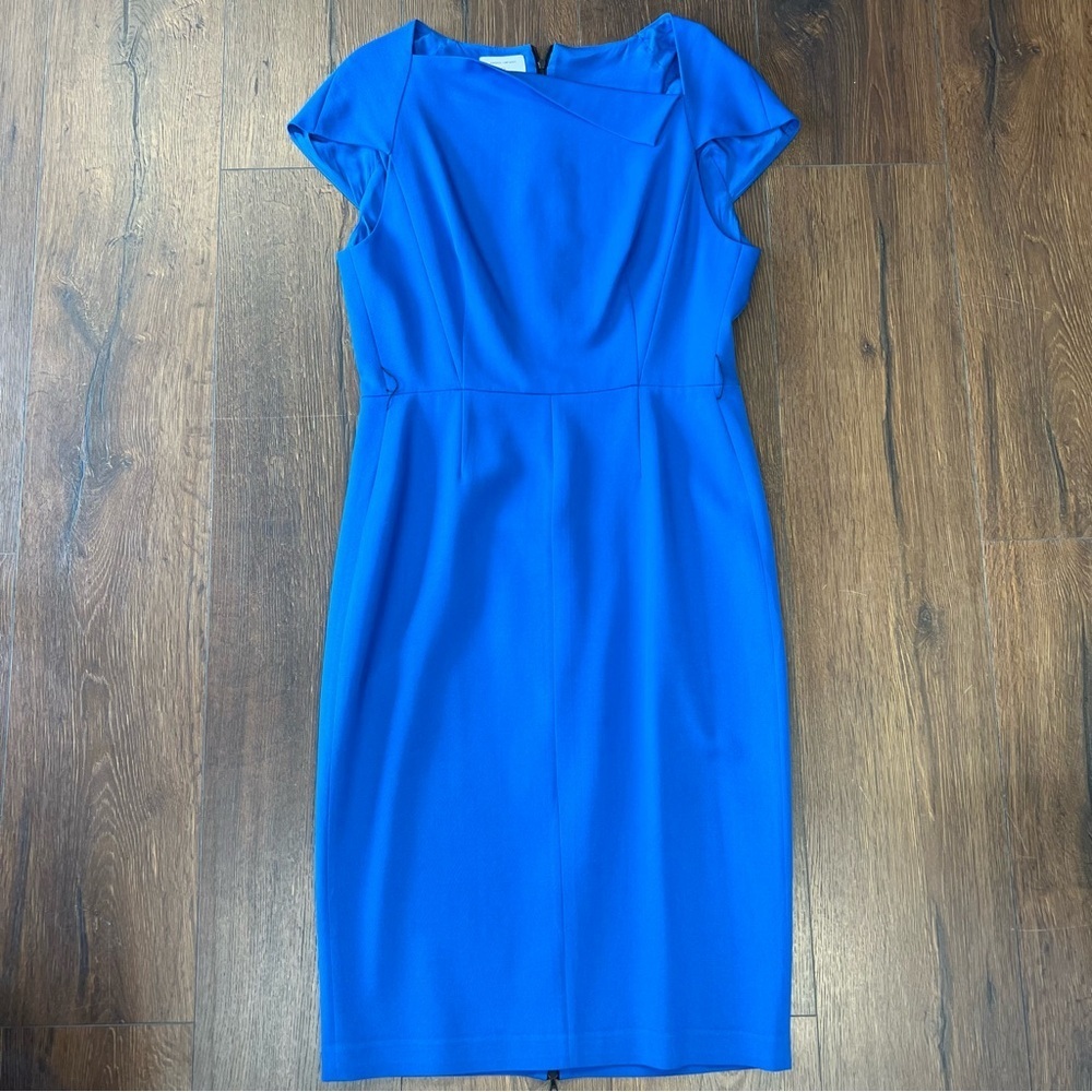 Narciso Rodriguez Barney’s New York blue virgin wool‎ shift dress SZ 44/8